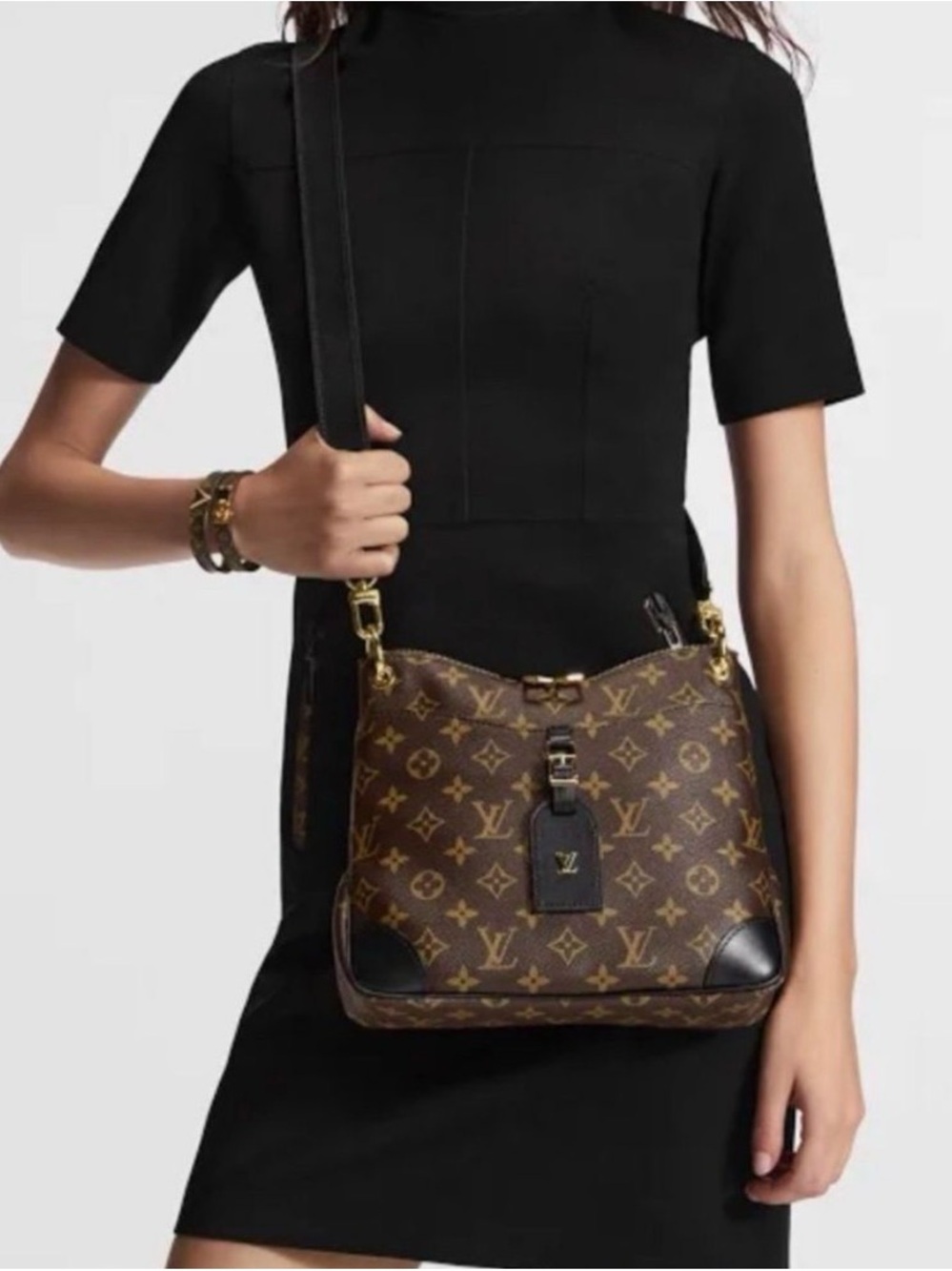 Louis Vuitton Monogram Crossbody Bag in Brown and Black